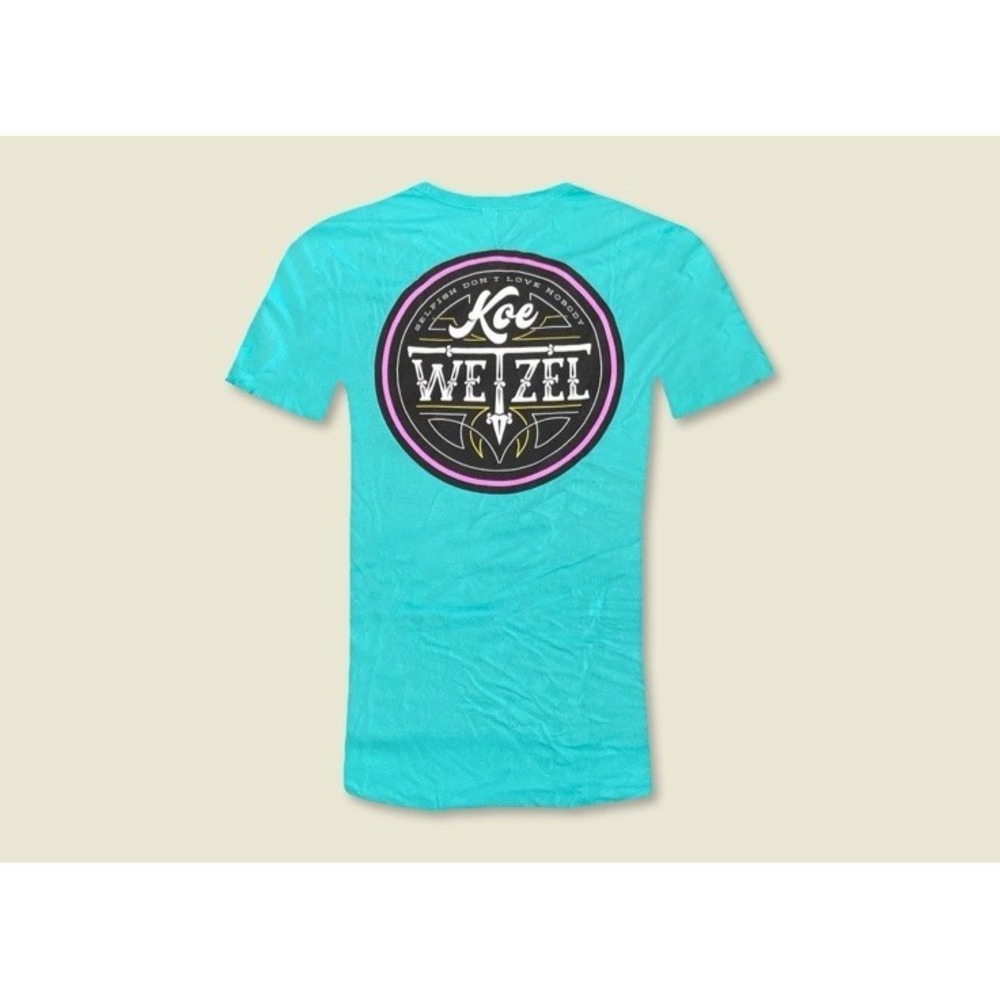 Koe‎ Wetzel Green Teal Concert Tour Shirt Large Country Rock Singer Large